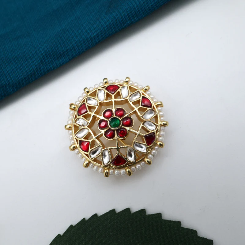 Flower Chakra Kundan Bridal Hair Choti Pin